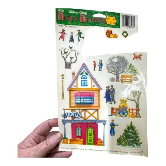 Dickens Traditions Vintage Glitter Clings Lot 5 Victorian Village Window Sticker - Picture 6 of 7